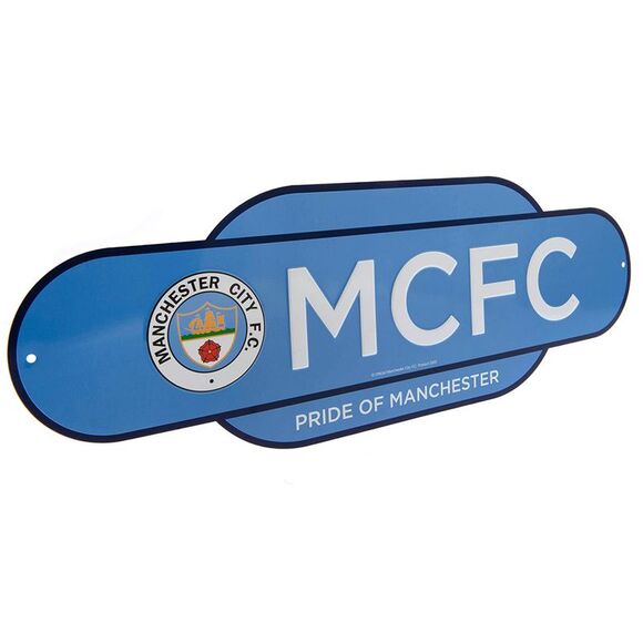 Manchester City FC Retro Hanging Sign / Sky Blue/White - Picture 3 of 3
